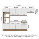 Combo completo de Cocina 330cm Marrón Blanco Agata 01