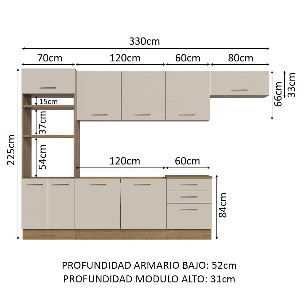 Combo completo de Cocina Madesa Agata 330cm MC 01