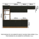 Combo completo de Cocina 330cm Marrón Negro Agata 01
