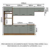 Combo completo de Cocina 330cm Marrón Gris Agata 01