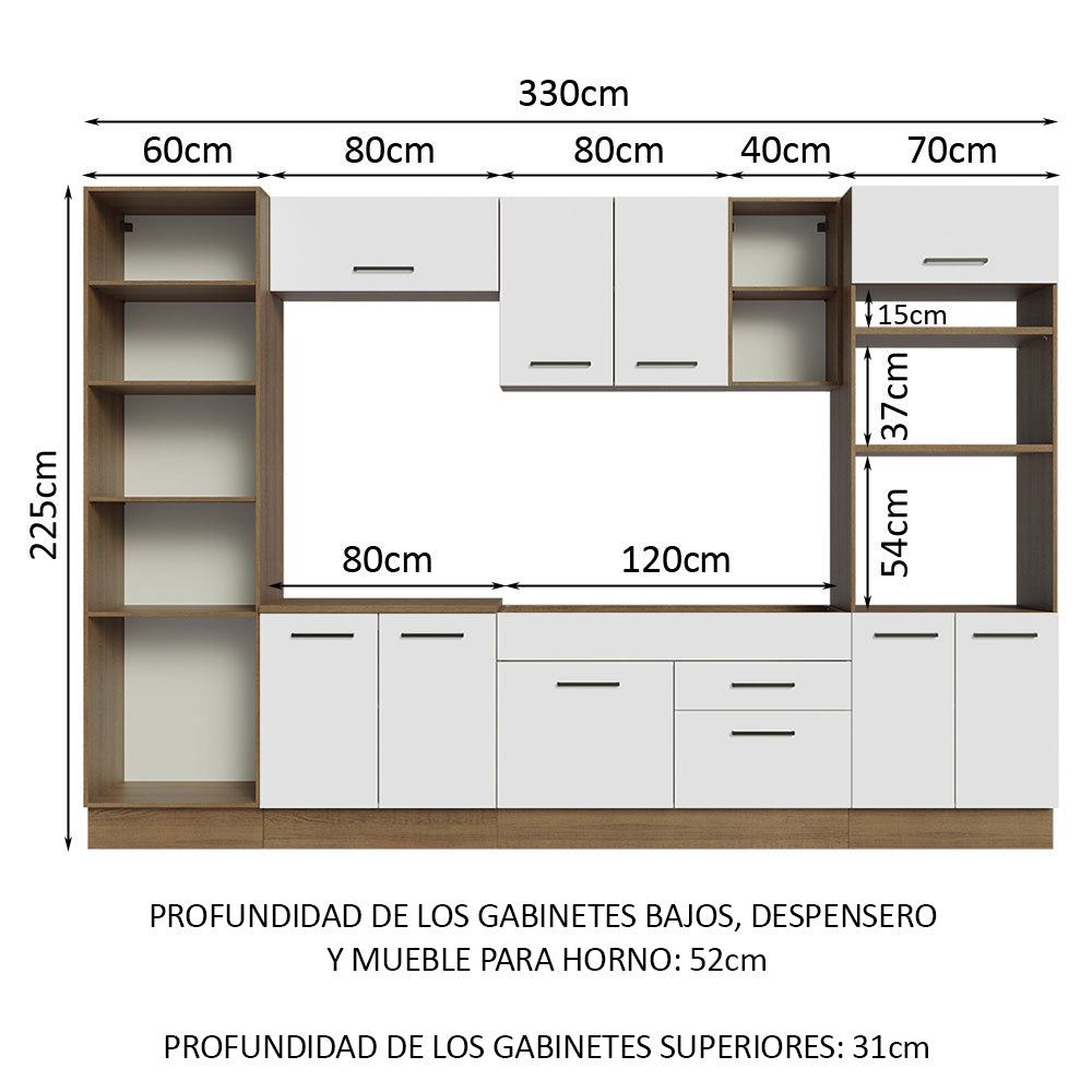Combo completo de Cocina 330cm Marrón/Blanco Agata 02
