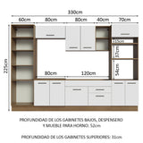 Combo completo de Cocina 330cm Marrón/Blanco Agata 02