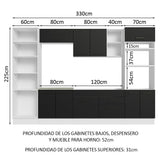 Combo Completo de Cocina 330 cm Blanco/Negro Agata Madesa 02