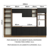 Combo Completo de Cocina 330 cm Marrón/Negro Agata Madesa 02