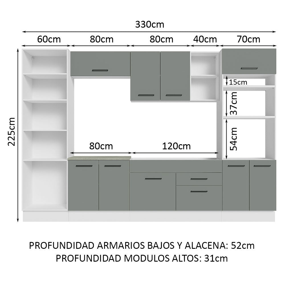 Combo completo de Cocina Madesa Agata 330cm BG 02