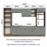 Combo completo de Cocina 330cm Marrón/Gris Agata Madesa 02