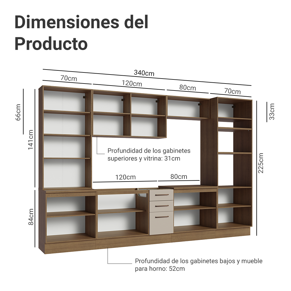 Combo completo de Cocina Madesa Agata 340cm MC 01
