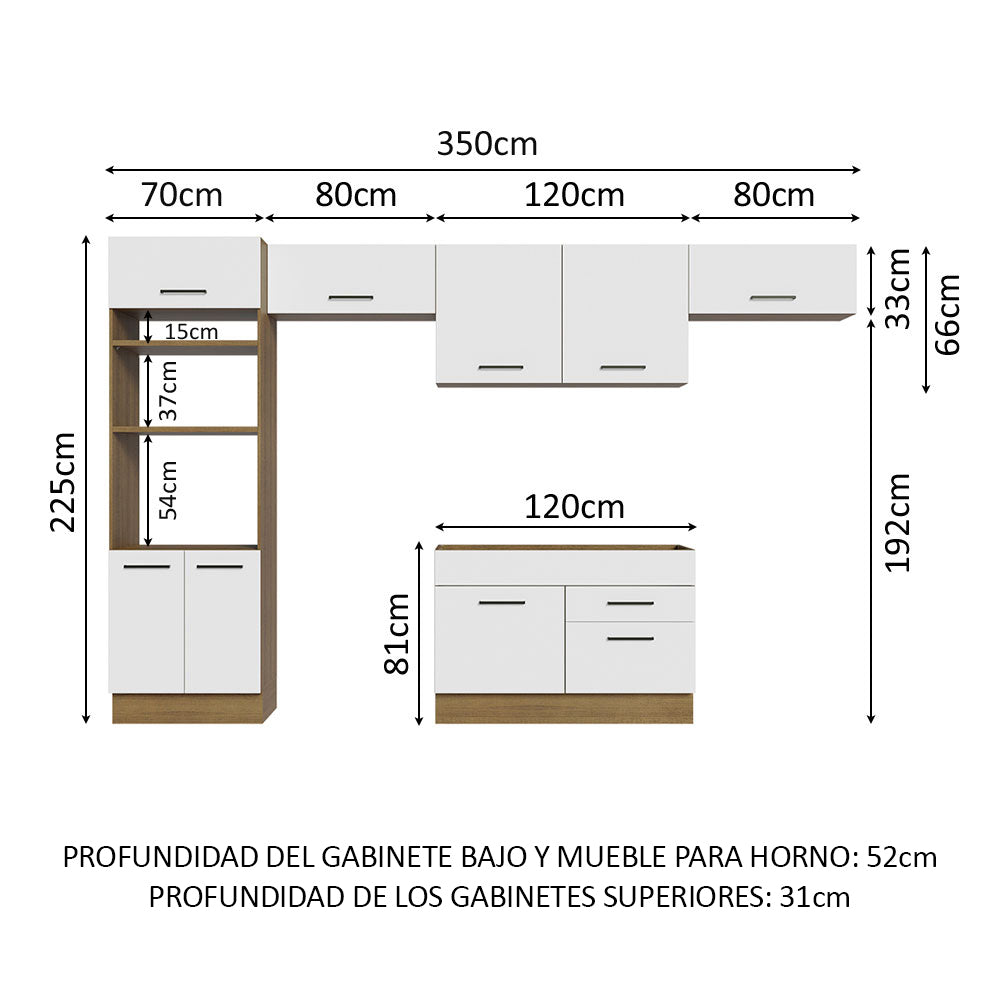 Combo completo de Cocina 350 cm Marrón/Blanco Agata 01