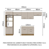 Combo completo de Cocina 350cm Marrón/Crema Agata Madesa 01