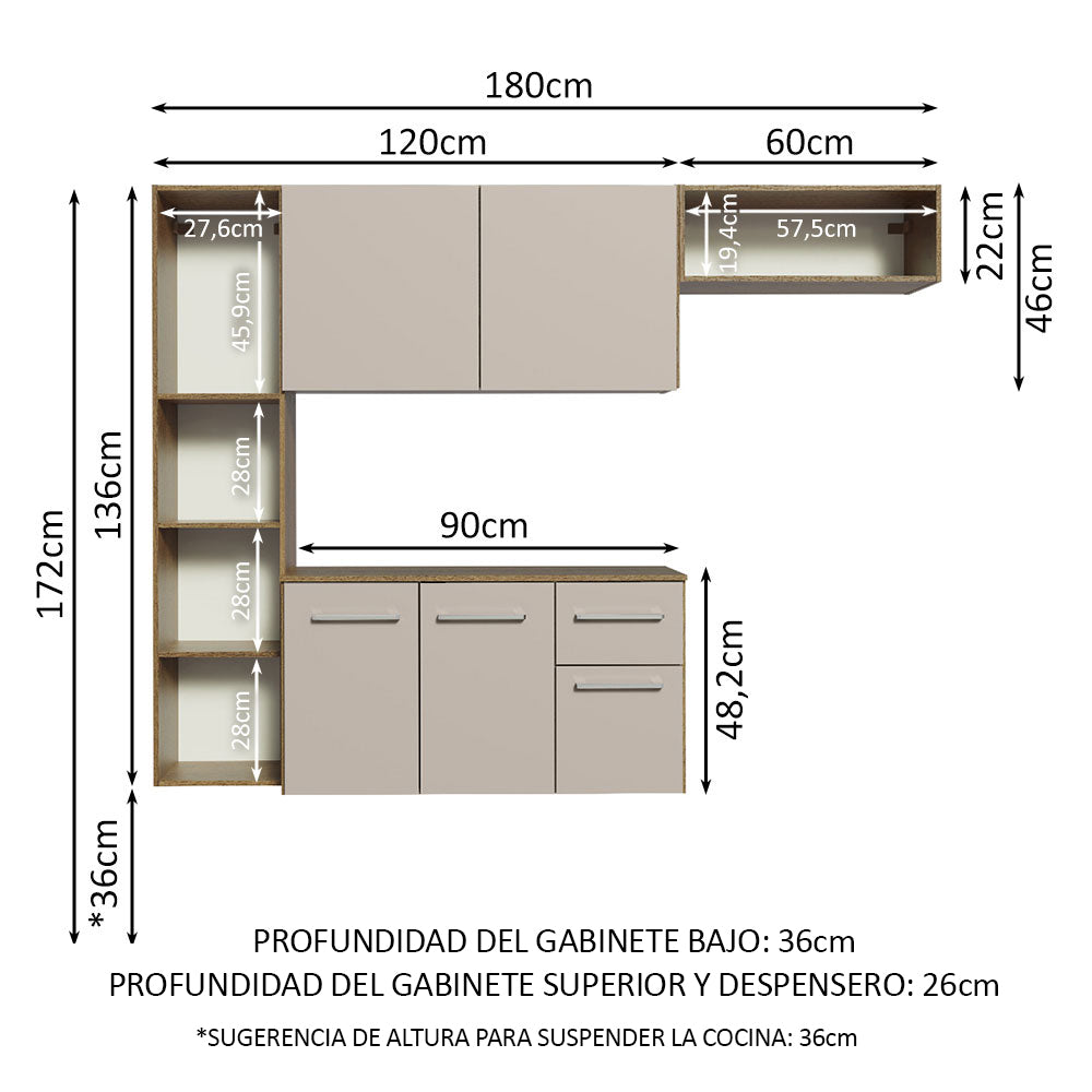 Combo de Cocina Madesa Easy 180cm MC
