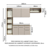 Combo de Cocina Madesa Easy 180cm MC