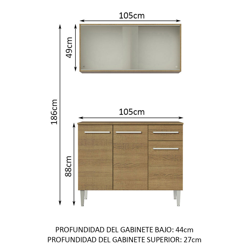 Combo de Cocina Emilly 105cm Gabinete y bajo mesada Madesa 01