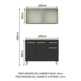 Combo de Cocina Emilly 105cm Con Alacena Marrón/Negro Madesa 01