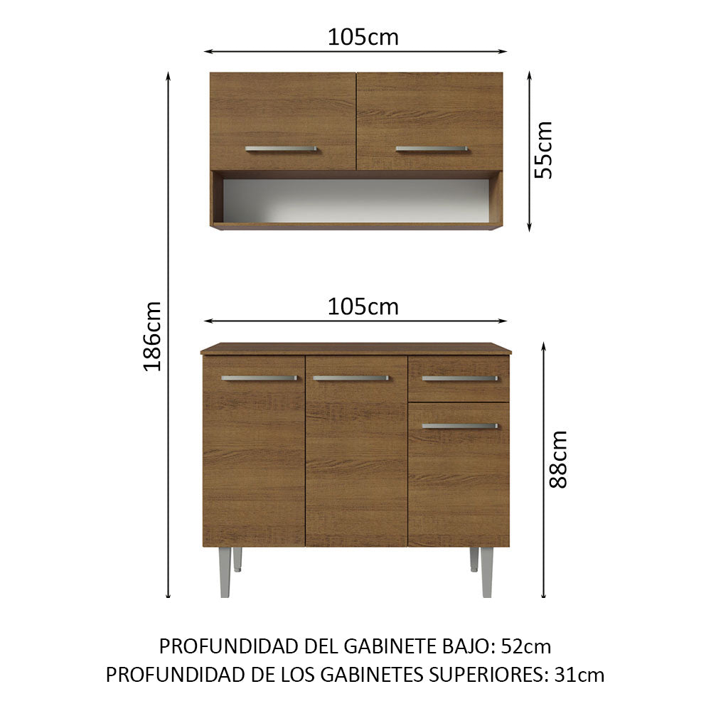 Cocina Compacta 105 cm Emilly Marrón 03