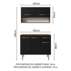 Cocina Compacta 105 cm 5 Puertas 1 Cajón Marrón/Negro Emilly Madesa