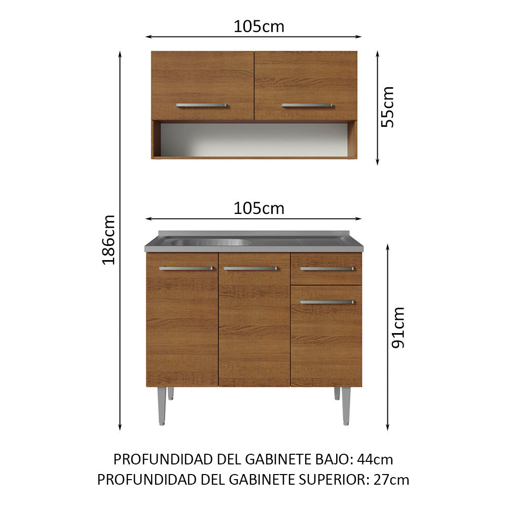 Combo de Cocina 105cm con Bacha de acero inoxidable MM Emilly Madesa 04 MM