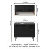 Combo de Cocina 105cm con Bacha de acero inoxidable MM/NN Emilly Madesa 04 MN