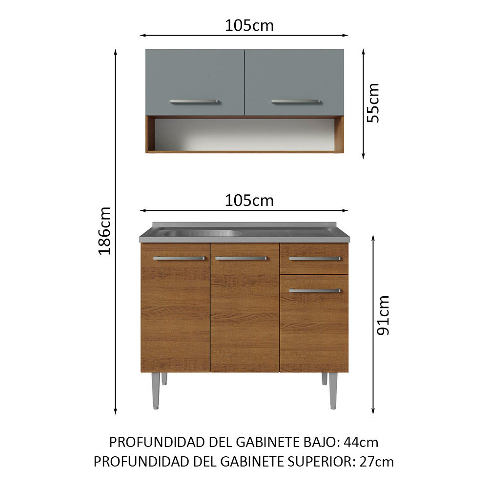 Combo de Cocina 105cm con Bacha de acero inoxidable MG Emilly Madesa 04 MG