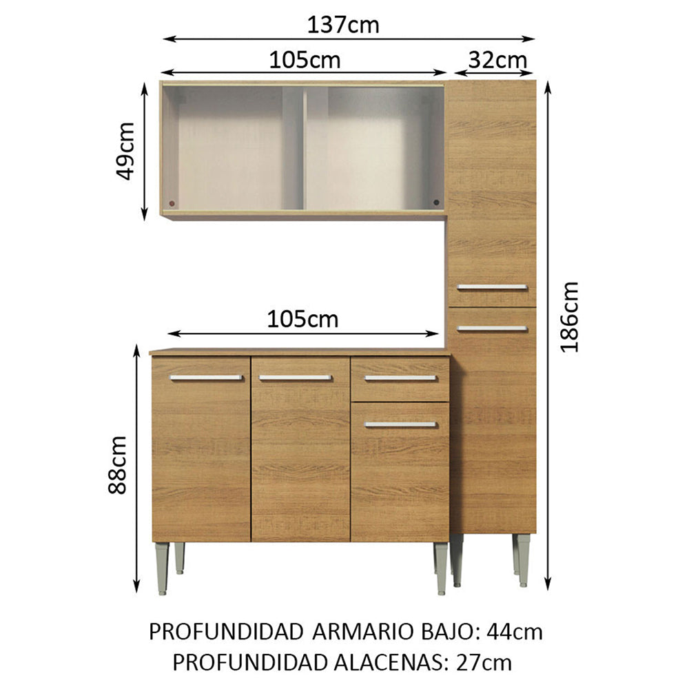 Combo de Cocina 137cm Emilly Force Madesa 02