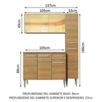 Cocina Compacta 137 cm 7 Puertas 1 Cajón Marrón Emilly Madesa
