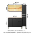 Cocina Compacta 137 cm 7 Puertas 1 Cajón Marrón/Negro Emilly Madesa