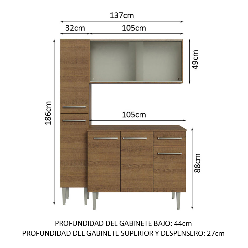 Combo de Cocina 137cm Sin Bacha de acero inoxidable Emilly Madesa 05
