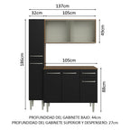 Cocina Compacta 137 cm 7 Puertas 1 Cajón Marrón/Negro Emilly Madesa