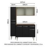 Combo completo de Cocina 137cm Marrón/Negro Emilly 05