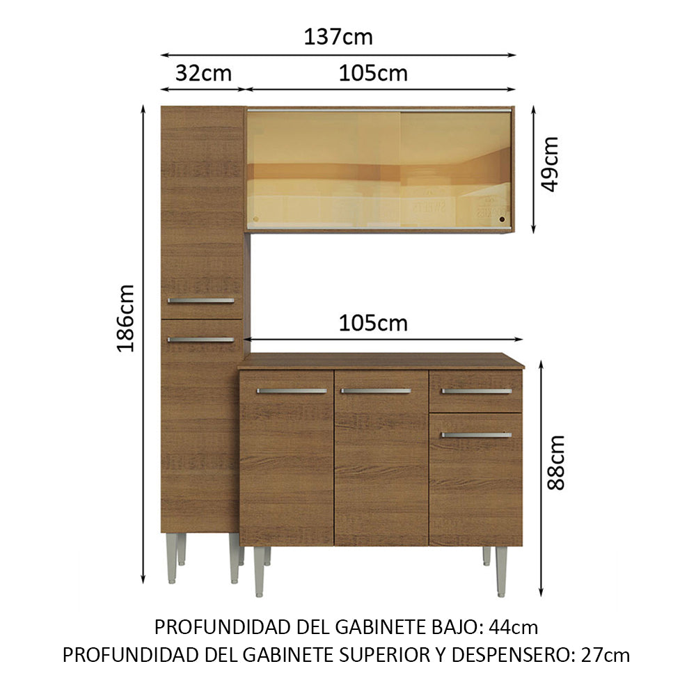 Combo de Cocina 137cm Sin Bacha de acero inoxidable Emilly Madesa 06