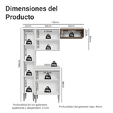 Cocina Compacta 156 cm Emilly Blanco/Marrón 01