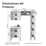 Cocina Compacta 156 cm Emilly Blanco/Marrón 02