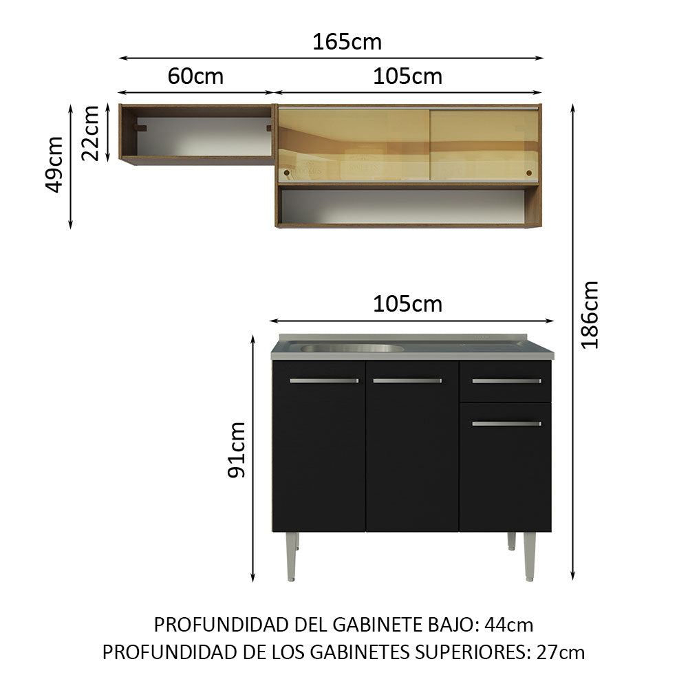 Combo de Cocina Madesa Emilly 165cm MN 01
