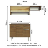 Combo de Cocina Compacta 165cm Marrón Emilly Madesa 02