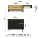 Combo de Cocina Compacta 165cm Marrón/Negro Emilly Madesa 02
