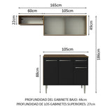 Combo de Cocina Compacta 165cm Marrón/Negro Emilly Madesa 03