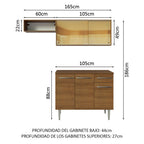 Cocina Compacta 165 cm 5 Puertas 1 Cajón Marrón Emilly Madesa
