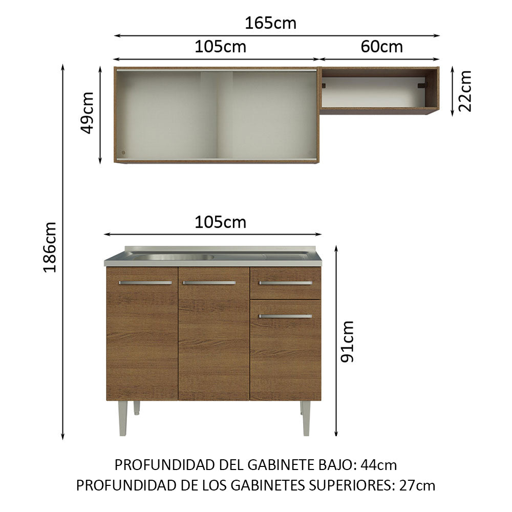 Combo de Cocina Madesa Emilly 165cm MM 05