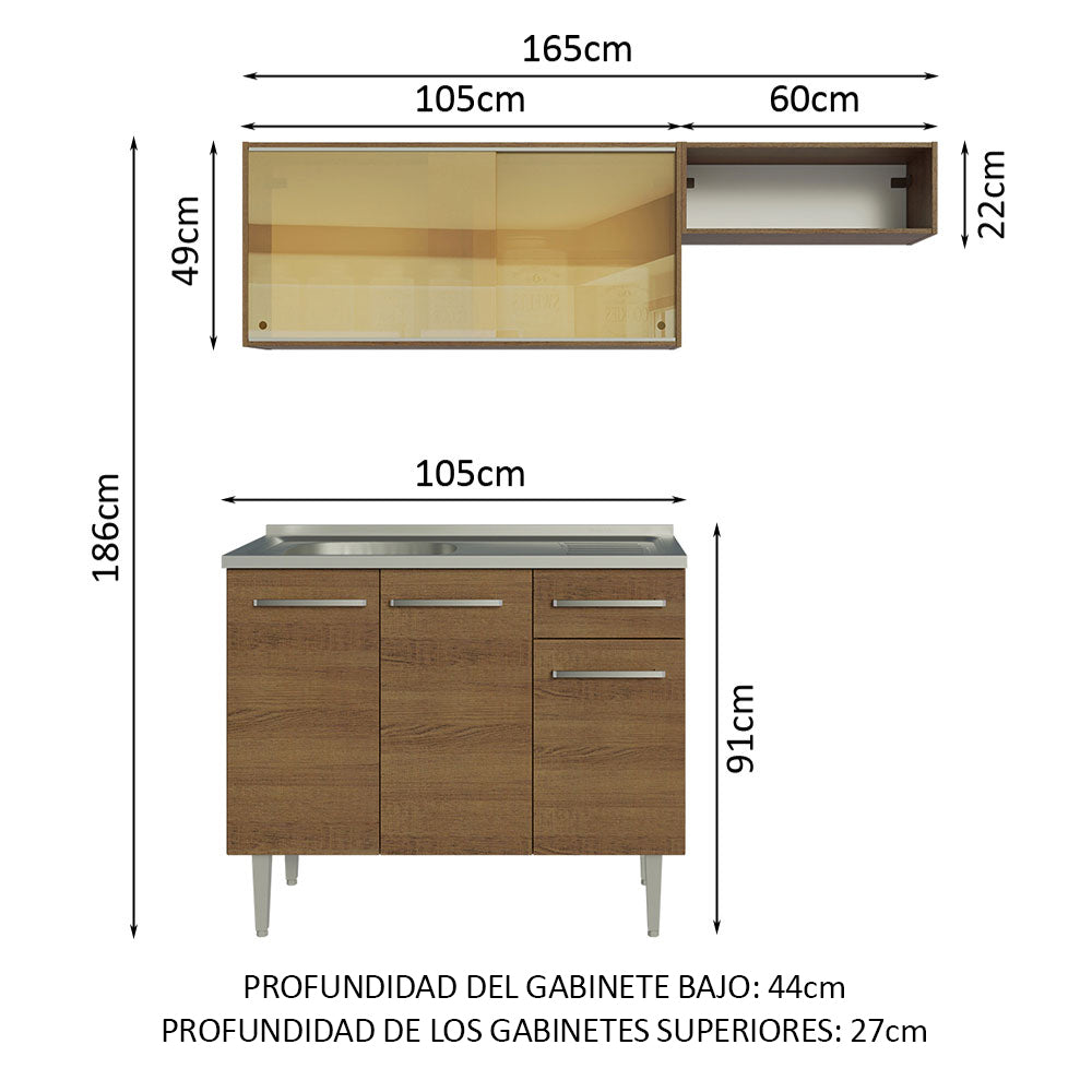 Combo de Cocina Madesa Emilly Con Bacha de acero inoxidable M 6