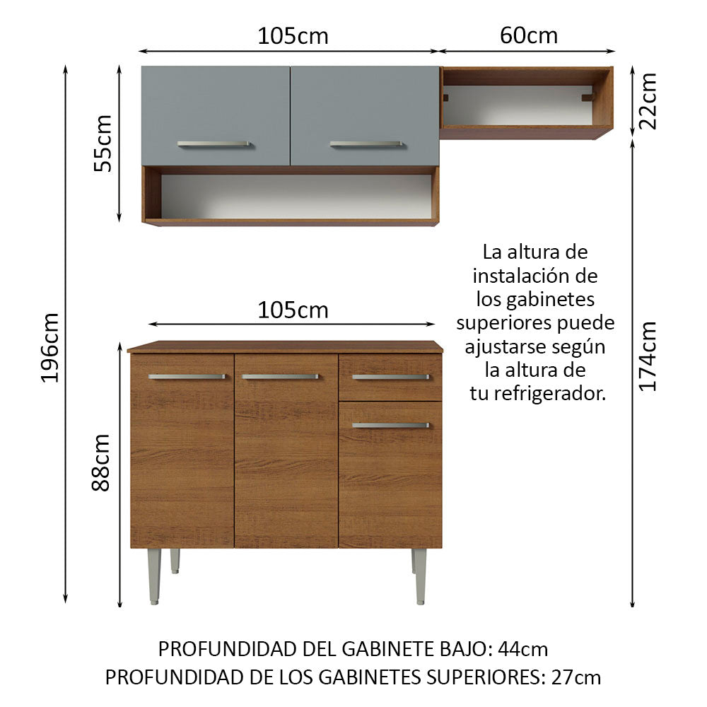 Combo de Cocina Madesa Emilly 165cm MG