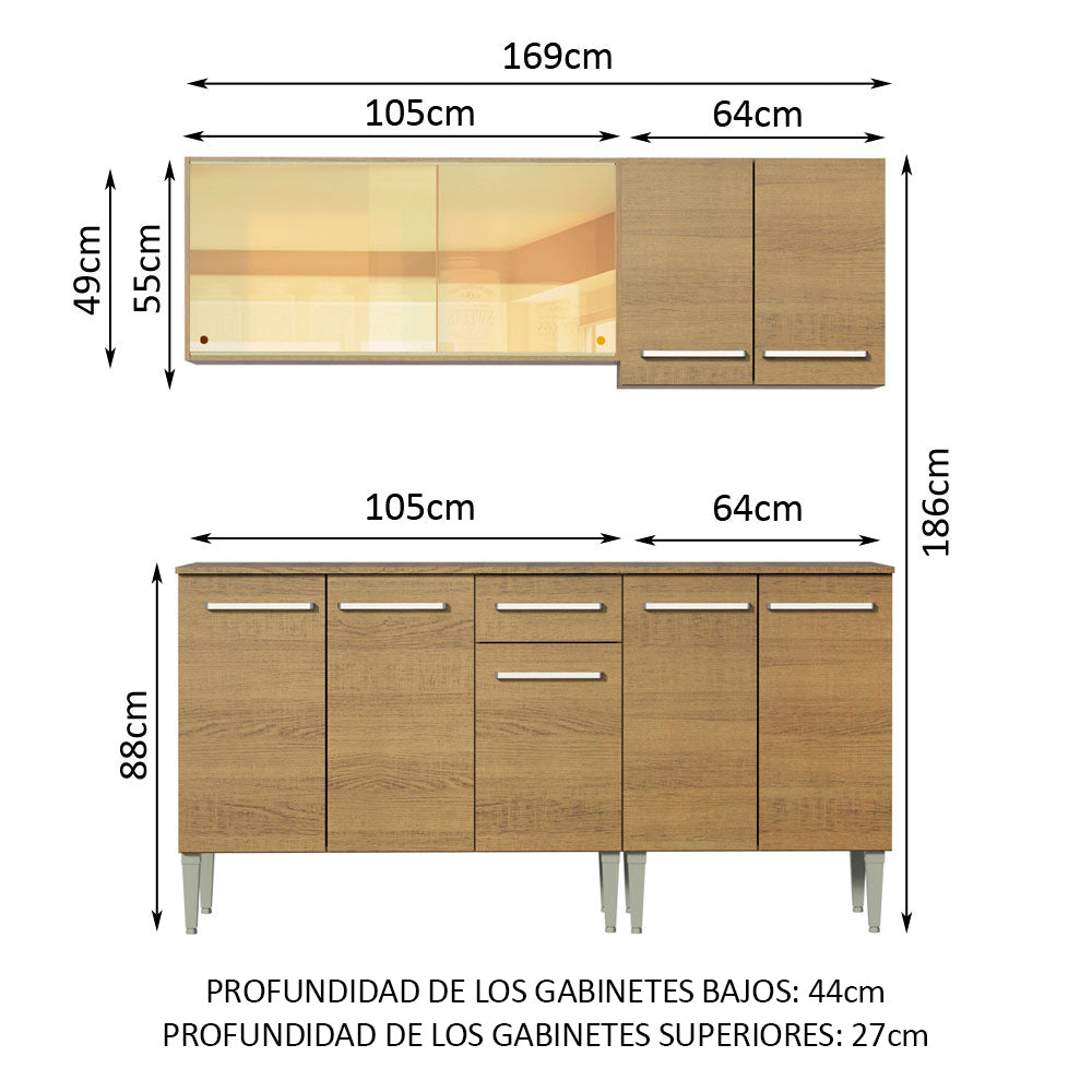 Combo de Cocina 169cm Emilly Drive Madesa 04 - Marrón