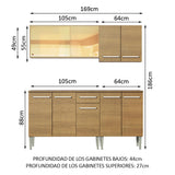 Combo de Cocina 169cm Emilly Drive Madesa 04 - Marrón