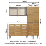 Combo de Cocina 169cm Emilly Fly Madesa 05 - Marrón