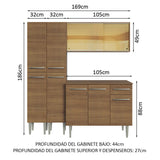 Combo de Cocina Madesa Emilly 169cm MM 09