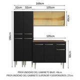 Combo de Cocina Madesa Emilly 169cm MN 09