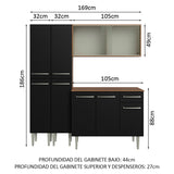 Combo de Cocina Madesa Emilly 169cm MN 10