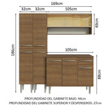 Combo de Cocina 169cm Sin Bacha de acero inoxidable Emilly Madesa 13