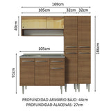Cocina Compacta con Bacha 169 cm Emilly Marrón 14
