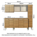 Combo de Cocina 201cm Emilly Fast Madesa 02 - Marrón