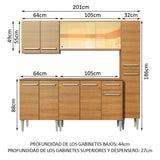 Combo de Cocina 201cm Emilly West Madesa 03 - Marrón