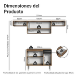 Combo completo de Cocina 225cm Marrón/Negro Emilly 01